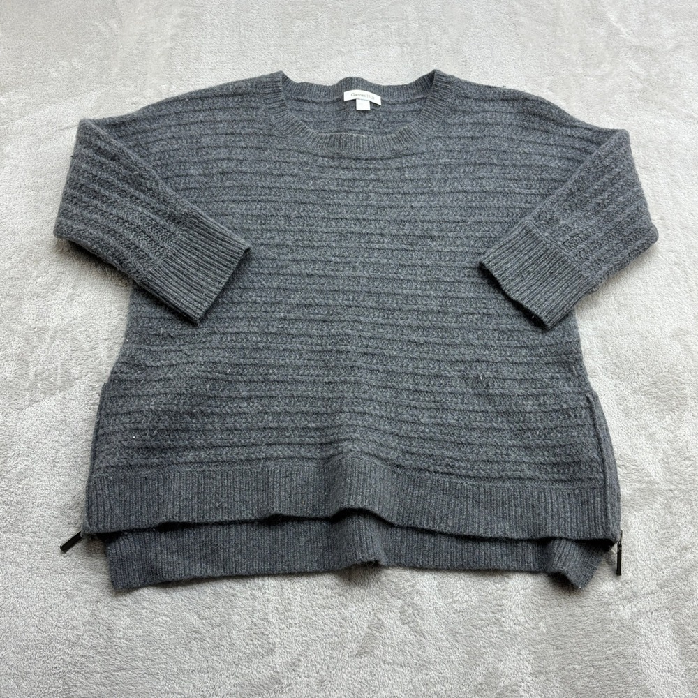 Garnet Hill Sweater Women S Gray Lambswool Angora Rib Knit Quiet Luxury Cozycore